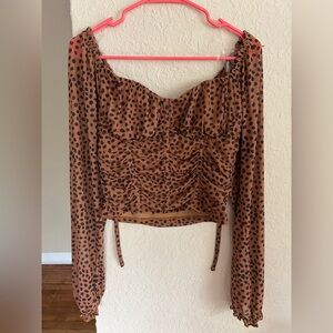 Brown Polka Dot Women's Top